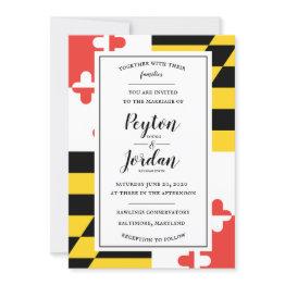 Small Modern Maryland Flag Wedding Invitation Front View