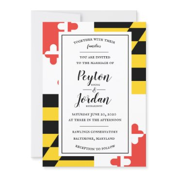 modern maryland flag wedding invitation