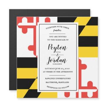 modern maryland flag wedding magnetic invitation