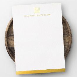 Small Modern Masculine Monogram Name Real Foil Flat Invitations Front View