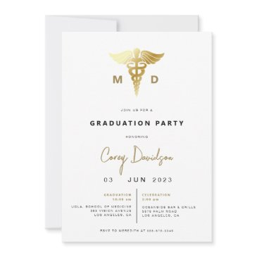 modern medical school graduation party invitation