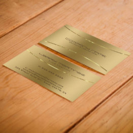 Small Modern Metallic Faux Gold Stainless Steel Look Business Invitations Front View