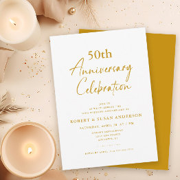 Small Modern Minimal 50th Wedding Anniversary Invitation Front View
