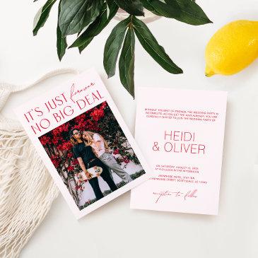 modern minimal blush pink digital photo wedding in invitation