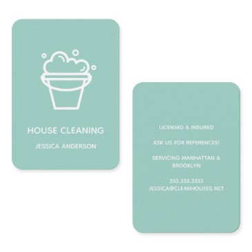 modern minimal bucket logo house cleaning maid business invitations