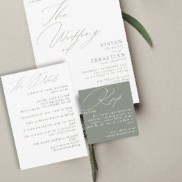 Small Modern Minimal Green Sage Rsvp Qr Code Invitations Front View