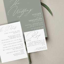 Small Modern Minimal Green Sage Rsvp Qr Code Invitations Front View