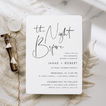 modern minimal handwritten script rehearsal dinner invitation