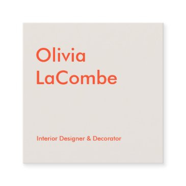 modern minimal plain simple elegant beige orange square business invitations
