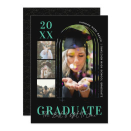 Small Modern Minimal Simple Arched Graduation 4 Photo Announcement Front View