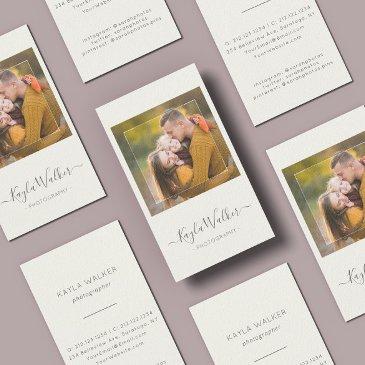 modern minimal simple photo photographer ivory business invitations
