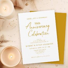 Small Modern Minimal Surprise 50th Wedding Anniversary Invitation Front View
