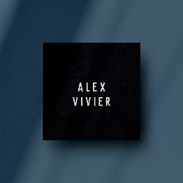 Small Modern Minimal Typography Black Paper Square Business Invitations Front View