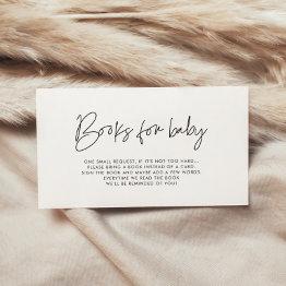Small Modern Minimalist Baby Shower Book Request Invitations Front View
