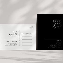 Small Modern Minimalist | Black Save The Date Postinvitations Front View