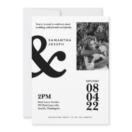 Small Modern Minimalist Black & White Invitation Front View