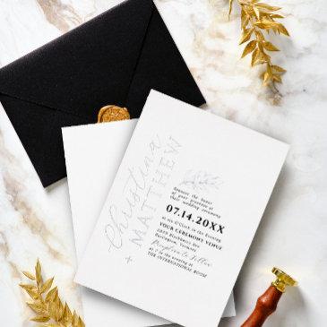 modern minimalist black & white wedding silver foil invitation