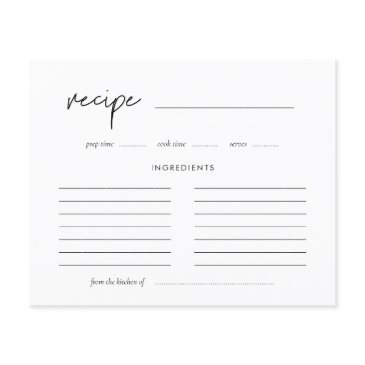 modern minimalist bridal shower recipe invitations