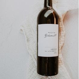 Small Modern Minimalist Bridesmaid Proposal Wine Label Front View