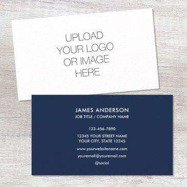 modern minimalist custom logo navy blue white business invitations