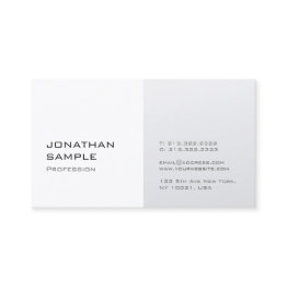 Small Modern Minimalist Design Silver White Plain Trendy Business Invitations Front View