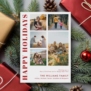 modern minimalist family photo collage holiday invitations