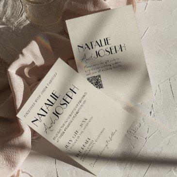 modern minimalist french whimsical qr code wedding invitation