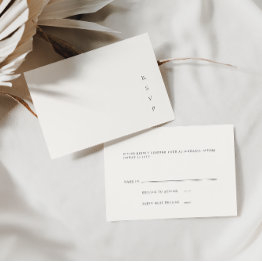 Small Modern Minimalist Ivory Rsvp Invitations Front View
