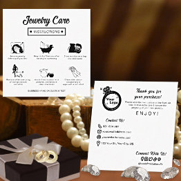 Small Modern Minimalist Jewelry Care Instructions Custom Enclosure Invitations Front View