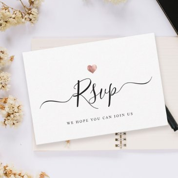 modern minimalist script rose gold wedding rsvp