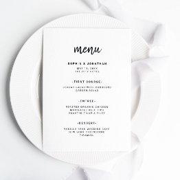 Small Modern Minimalist Script | Wedding Menu Front View