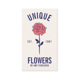 Small Modern Minimalist Trendy Blue Pink Rose Flower Business Invitations Front View