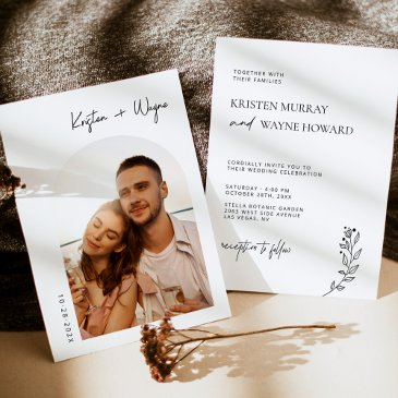 modern minimalist with photo wedding invitation