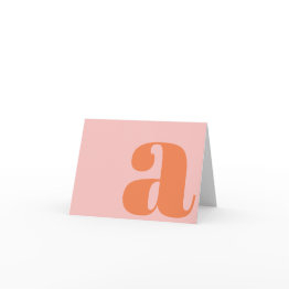 Small Modern Monogram Initial Letter Pastel Pink Orange Note Invitations Front View