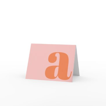 modern monogram initial letter pastel pink orange note invitations