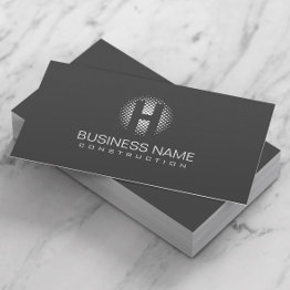 Small Modern Monogram Minimalist Gray Professional Business Invitations Front View