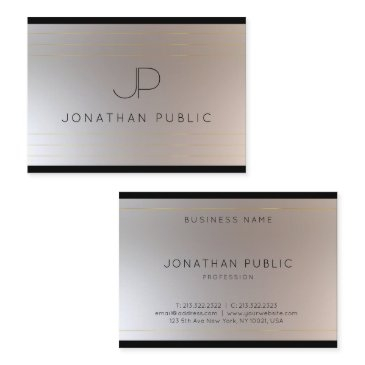 modern monogrammed gold silver elegant template business invitations