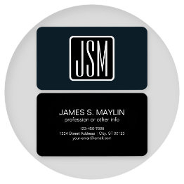 Small Modern Monogrammed Initials | Black & White Front View