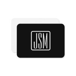 Small Modern Monogrammed Initials | Black & White Enclosure Invitations Front View