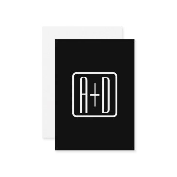 modern monogrammed initials | black & white enclosure invitations