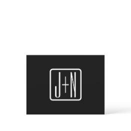 Small Modern Monogrammed Initials | Black & White Postinvitations Front View