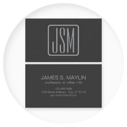 Small Modern Monogrammed Initials | Dark Gray Business Invitations Front View