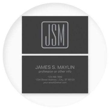 modern monogrammed initials | dark gray business invitations