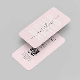 Small Modern Nail Artist Nail Technician Monogram Pink Business Invitations Front View