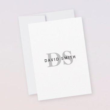 modern name & monogram | black white & grey thank you invitations