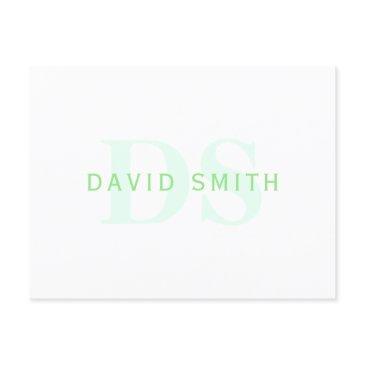 modern name & monogram | green & white invitation postinvitations