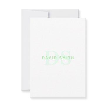 modern name & monogram | green & white thank you invitations