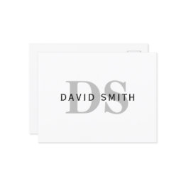 Small Modern Name & Monogram | White Black & Grey Invitation Postinvitations Front View