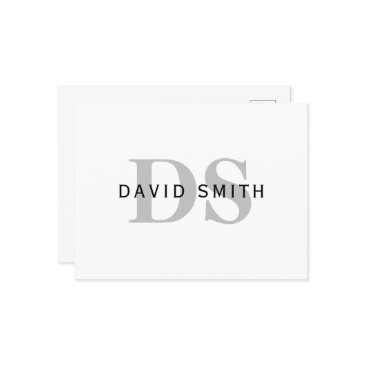 modern name & monogram | white black & grey invitation postinvitations