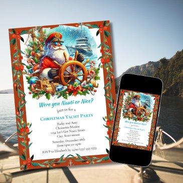 modern nauti or nice santa christmas yacht party invitation